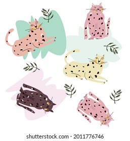  funny tigers. pritn for fabric with tigers. A picture with kind cats
