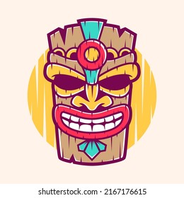 Funny tiki mask cartoon vector