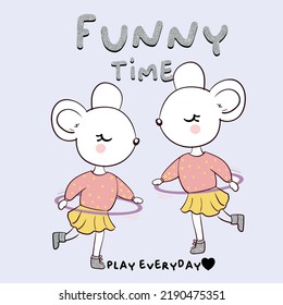 funny time and  cute rabbit slogan