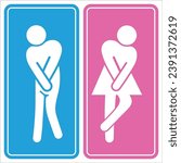 Funny toilet sign, Male and Female restroom symbol