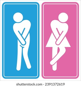 Funny toilet sign, Male and Female restroom symbol