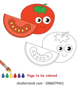 Funny Tomato to be colored, the coloring book for preschool kids with easy educational gaming level.