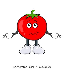 Funny tomato character cartoon design isolated on white background