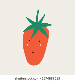 Funny Tomato Character. Funny Cherry Tomatoes Kawaii Face. Cute Vegetables Mascot. Vector Hand Drawn Isolated Illustration