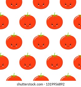 funny tomato character, seamless pattern design for wallpaper, print, poster, wrapping paper, textile. vegan pattern