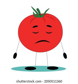 Funny tomato. Tomato with funny face. Flat vector illustration.