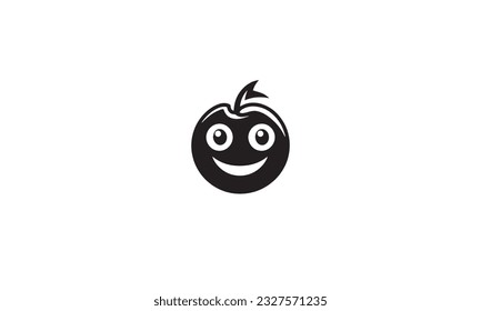  lustiges Tomatenlogo, schwarz, einfache flache Symbol auf weißem Hintergrund