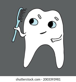 Funny tooth character. With caries and without caries, smiling and crying. Vector illustration. Isolated. Flat cartoon style. Suitable for landing page, banner, flyer, coloring for kids and adults