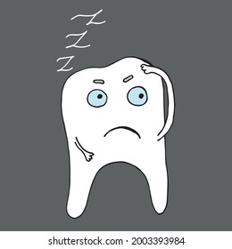 Funny tooth character. With caries and without caries, smiling and crying. Vector illustration. Isolated. Flat cartoon style. Suitable for landing page, banner, flyer, coloring for kids and adults