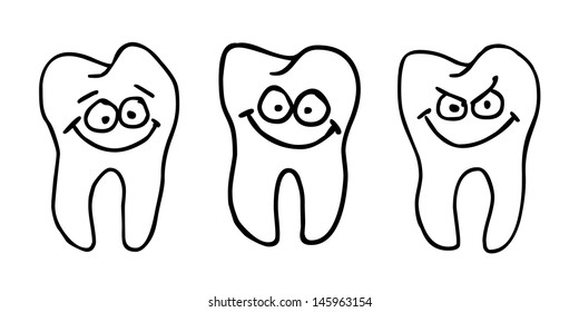 funny tooth with comic face - illustration