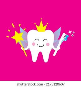 funny tooth fairy with a magic wand