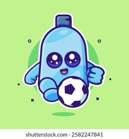 funny toothpaste tube character mascot playing football isolated cartoon