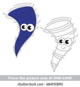 Funny Tornado Storm to be traced only of one line, the tracing educational game to preschool kids with easy game level, the colorful and colorless version.