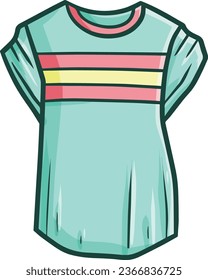 Funny tosca green female's shirt cartoon illustration