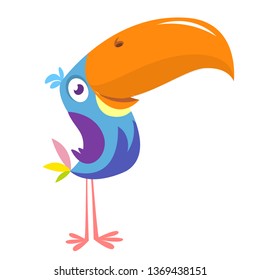 Funny toucan bird cartoon. Vector illustration. 