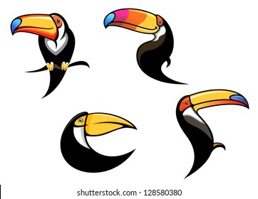 Funny toucan birds mascots and symbols isolated on white background, such as idea of logo. Jpeg version also available in gallery