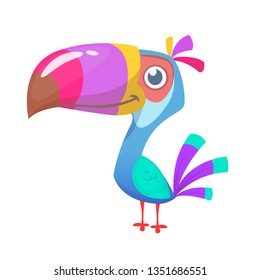 Funny toucan cartoon. Vector bird illustration