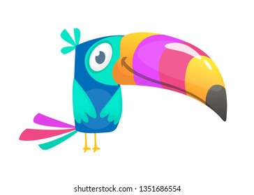 Funny toucan cartoon. Vector bird illustration