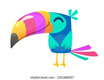 Funny toucan cartoon. Vector bird illustration