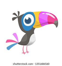 Funny toucan cartoon. Vector bird illustration