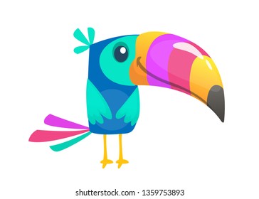 Funny toucan cartoon. Vector bird illustration