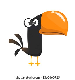 Funny toucan cartoon. Vector bird illustration