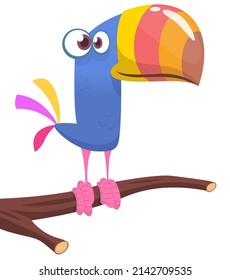 Funny toucan cartoon. Vector bird illustration