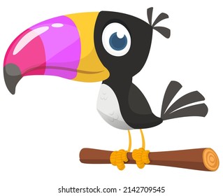 Funny toucan cartoon. Vector bird illustration