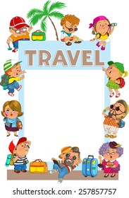 funny tourists with travel posters