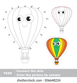 Funny Toy Balloon in vector to be traced by numbers, the easy educational kid game with simple game level, the education and gaming for kids, visual game for children.