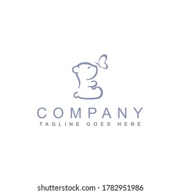 Funny Toy Bear Embrace Logo design vector template. Negative space icon. Animal Logotype Children store concept.