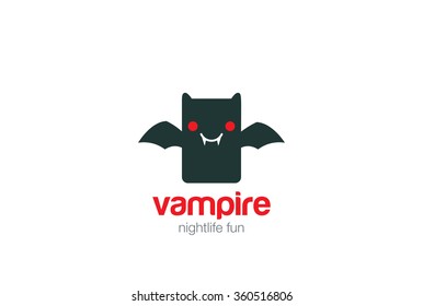 Funny toy cute small Vampire bat Logo design vector template.
Toy store logotype concept icon.