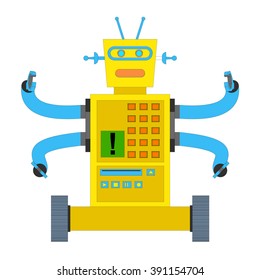 Funny toy robot in a white background. Isolated. Vector Illustration.
