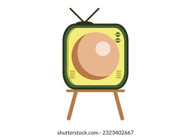 Funny toy TV coloured like an avocado. Kids cartoon. Object isolated on a white background. Vector.