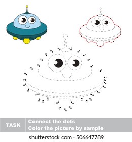 Funny Toy Funny Toy Ufo in vector to be traced by numbers, the easy educational kid game with simple game level, the education and gaming for kids, visual game for children.