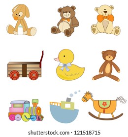 funny toys items set isolated on white background