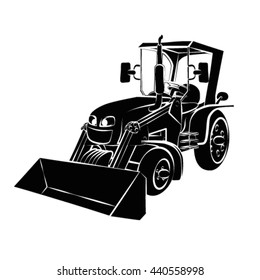Funny tractor Funny tractor black vector illustration isolated on a white or transparent background