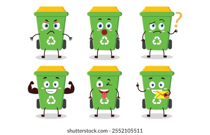 funny trash cartoon with different expressions character design illustration