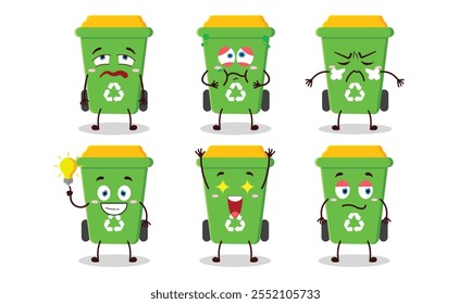 funny trash cartoon with different expressions design illustration