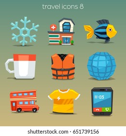 Funny travel icons-set 8