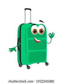 Funny travel objects collection: Funny Valise on white background, flat design vector illustration