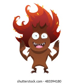 Funny tree monster for Halloween. Spooky tree isolated on white background. Vector illustration.