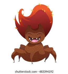 Funny tree monster for Halloween. Spooky tree isolated on white background. Vector illustration.
