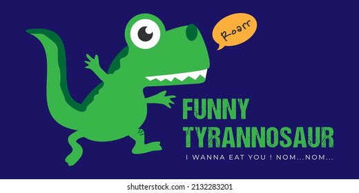 funny t-rex illustration for web and print vector design element