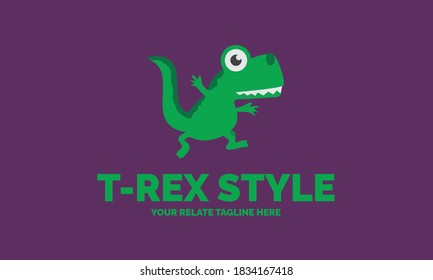 funny t-rex logo template for kids education, kindergarten symbol, apparel or any design materials