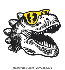 funny T-rex summer portrait with sunglases