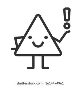 funny triangle with exclamation point , linear icon. Editable stroke