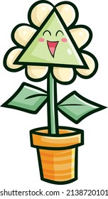 Funny triangle flower smiling happily
