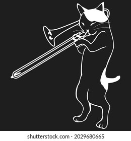 funny trombone cat playing instrument humor unisex two tone ( design vector illustration for use in design and print wall art poster canvas