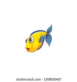 Funny tropical fish 3d vector, icon on white background